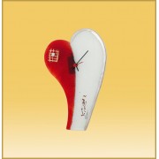 Heart Clock  21x40cm plat red and white
